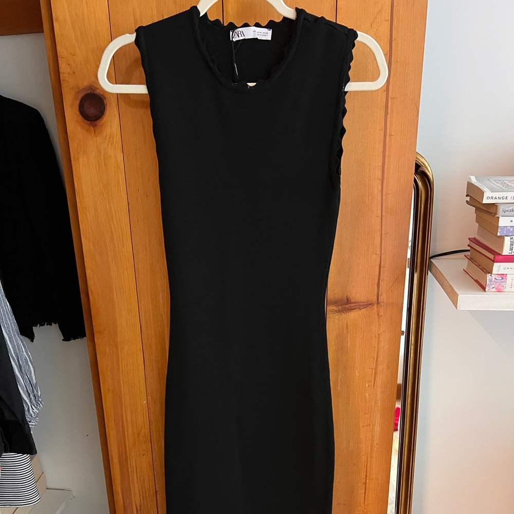 Zara Scalloped Long body con dress
